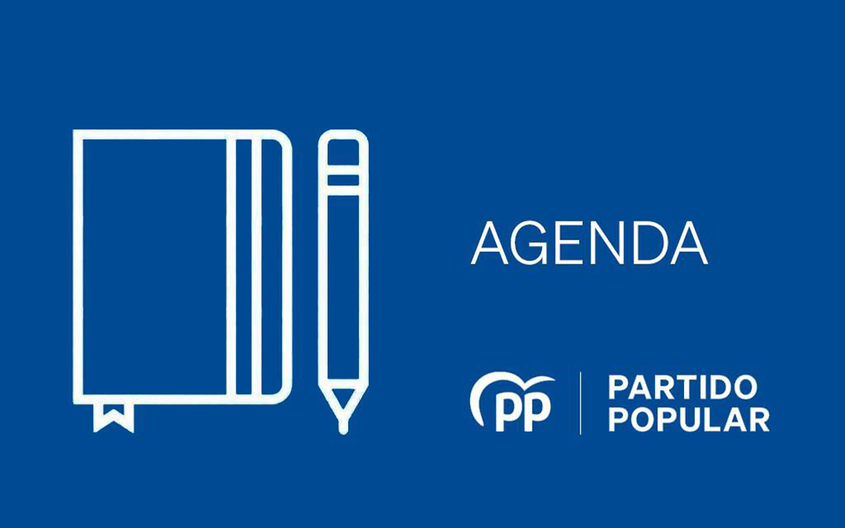 Ilustración de agenda con libreta y lápiz del Partido Popular